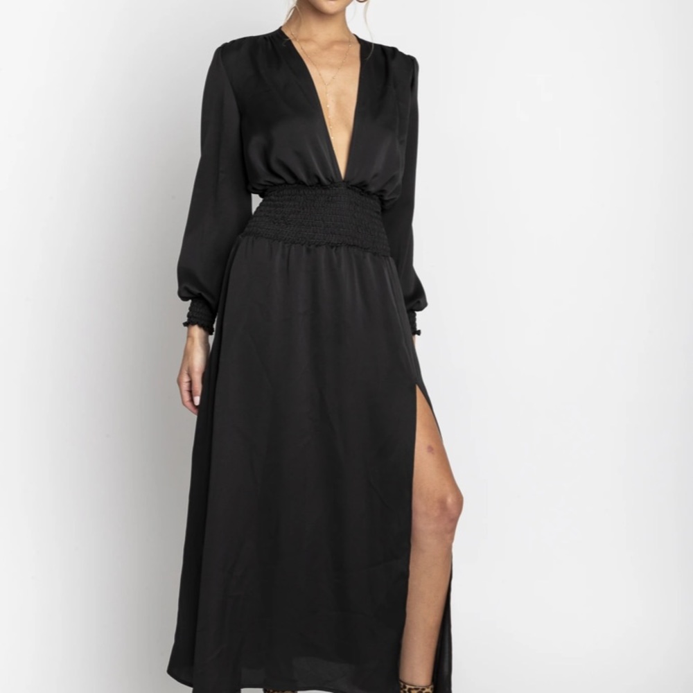 Deep V Black Dress